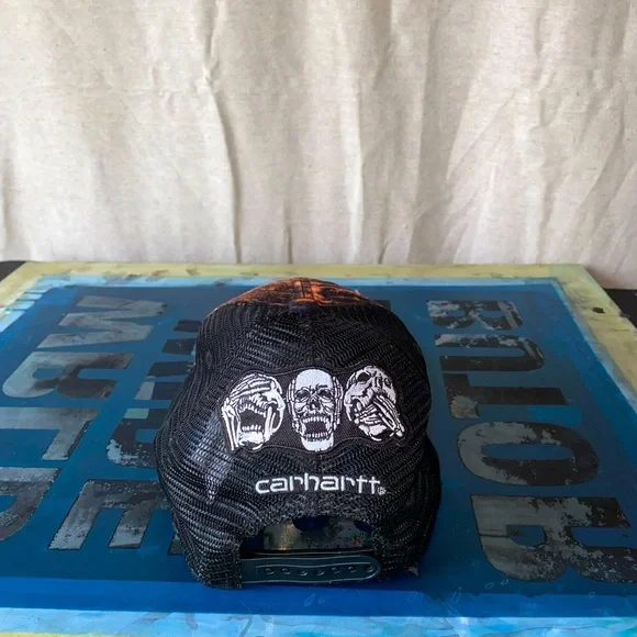 Custom carhartt hat “see no evil” skulls - Picture 1 of 3